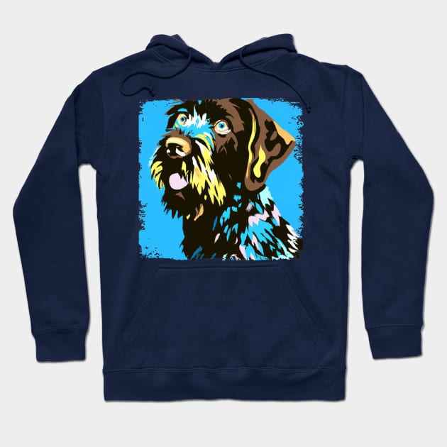 German Wirehaired Pointer Pop Art - Dog Lover Gifts Hoodie by PawPopArt